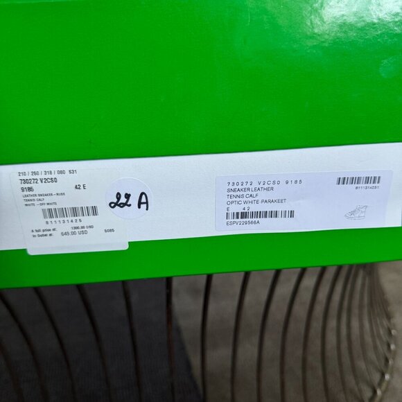 Bottega Veneta 730272 White Tennis Sneaker in Leather, Size 42 - Picture 12 of 13